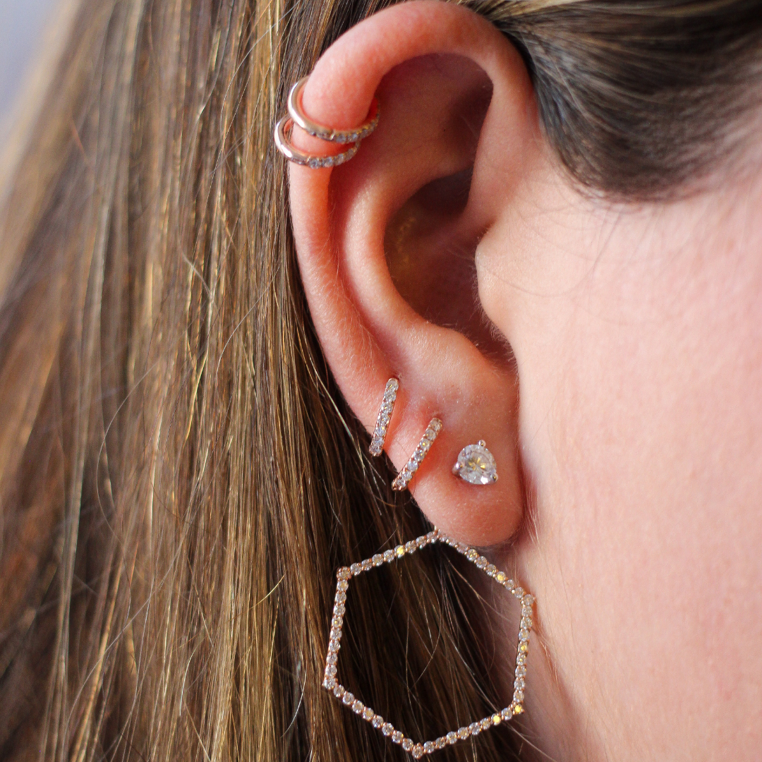 Diamond Huggie Hoop Earrings
