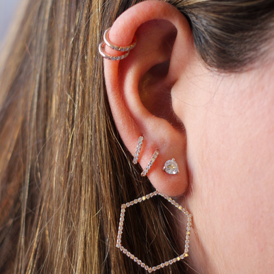 Diamond Huggie Hoop Earrings