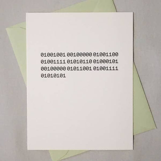I Love You Binary Code Card
