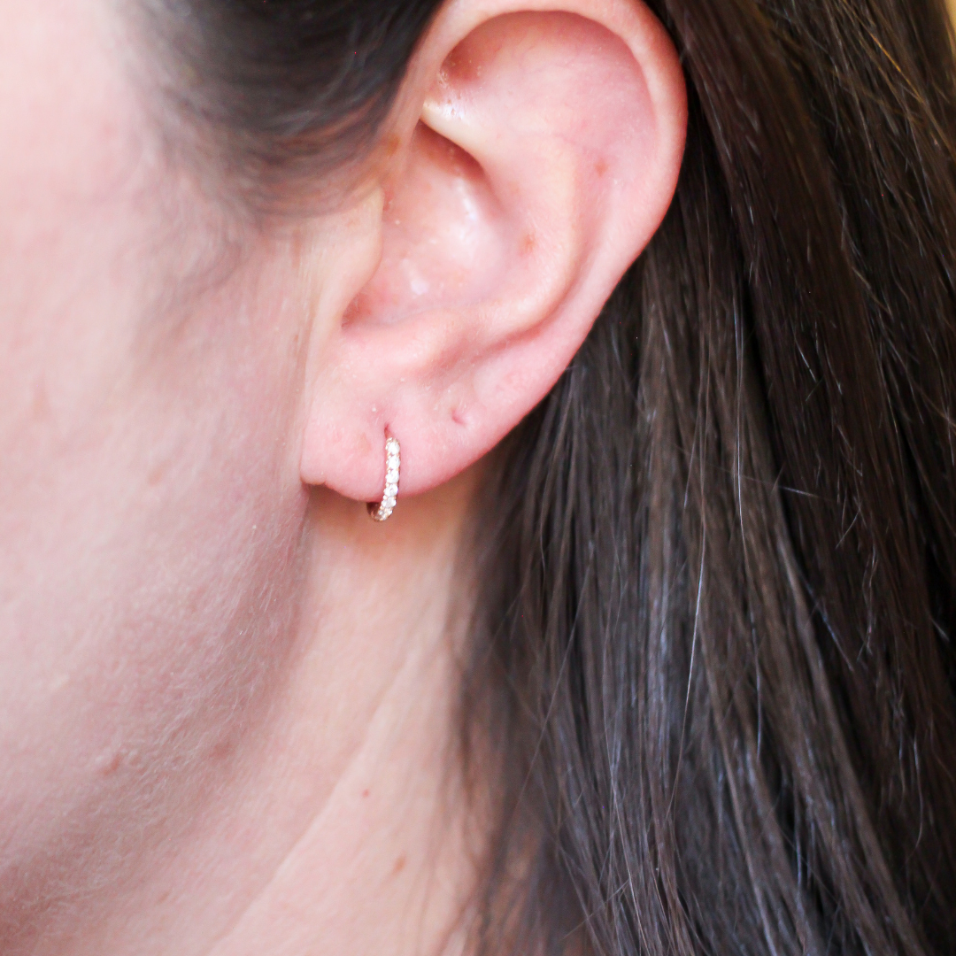 Diamond Huggie Hoop Earrings
