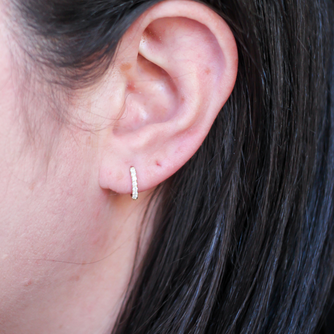 Diamond Huggie Hoop Earrings