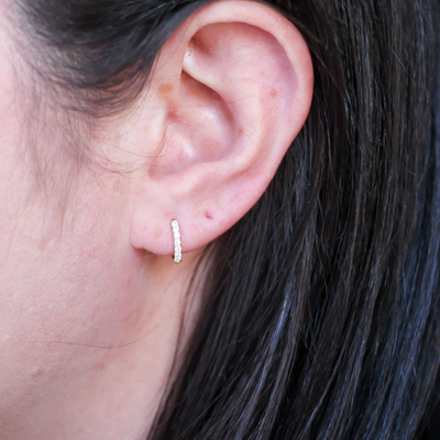 Diamond Huggie Hoop Earrings